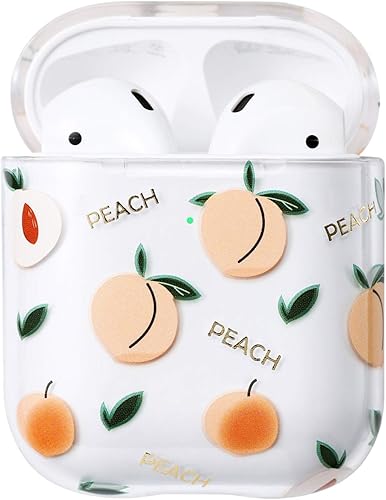 Funda para Airpods, compatible con Apple Airpods 2, con bonitos patrones, de policarbonato duro, transparente, a prueba de golpes LED frontal