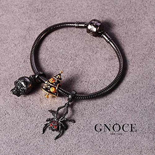 Image of GNOCE Skull Charm Bead Silver Pendant Dangle Charms fit Bracelet /Necklace Jewelry Gift for Women Men