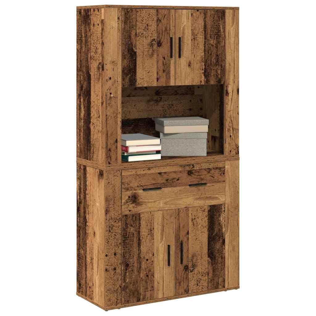 vidaXL Haut de Buffet Bois Ancien 80 x 33 x 150 cm Bois d'ingénierie, Rangement pour Salle à Manger, Meuble Moderne rectangulaire, Bois d'ingénierie, Buffet Pratique avec Grands Compartiments