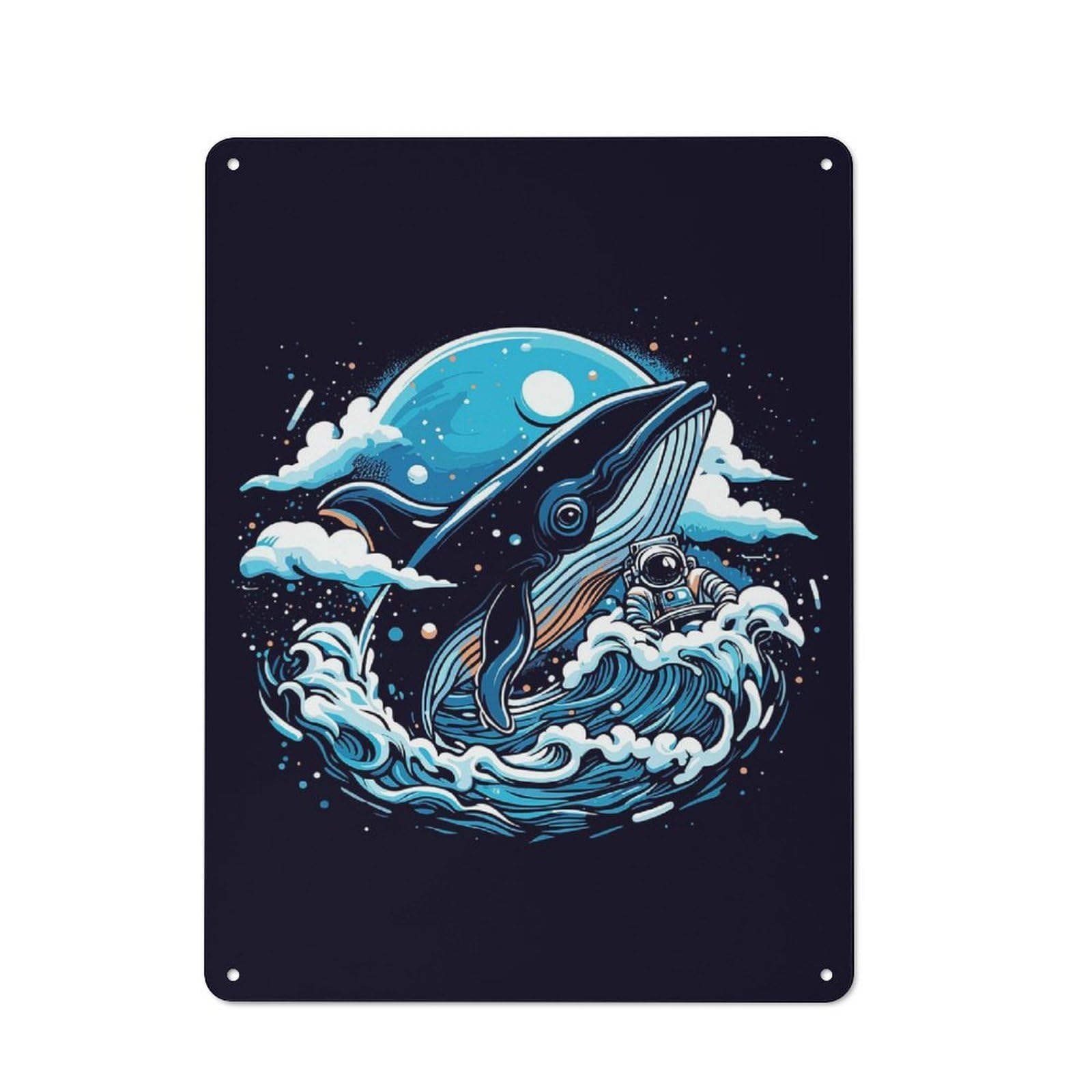 Understated Office Metal Sign 40x30cm Featuring Space Whale Imagination, Study Room Decor for Home Office, Reading Corner Or Bedroom