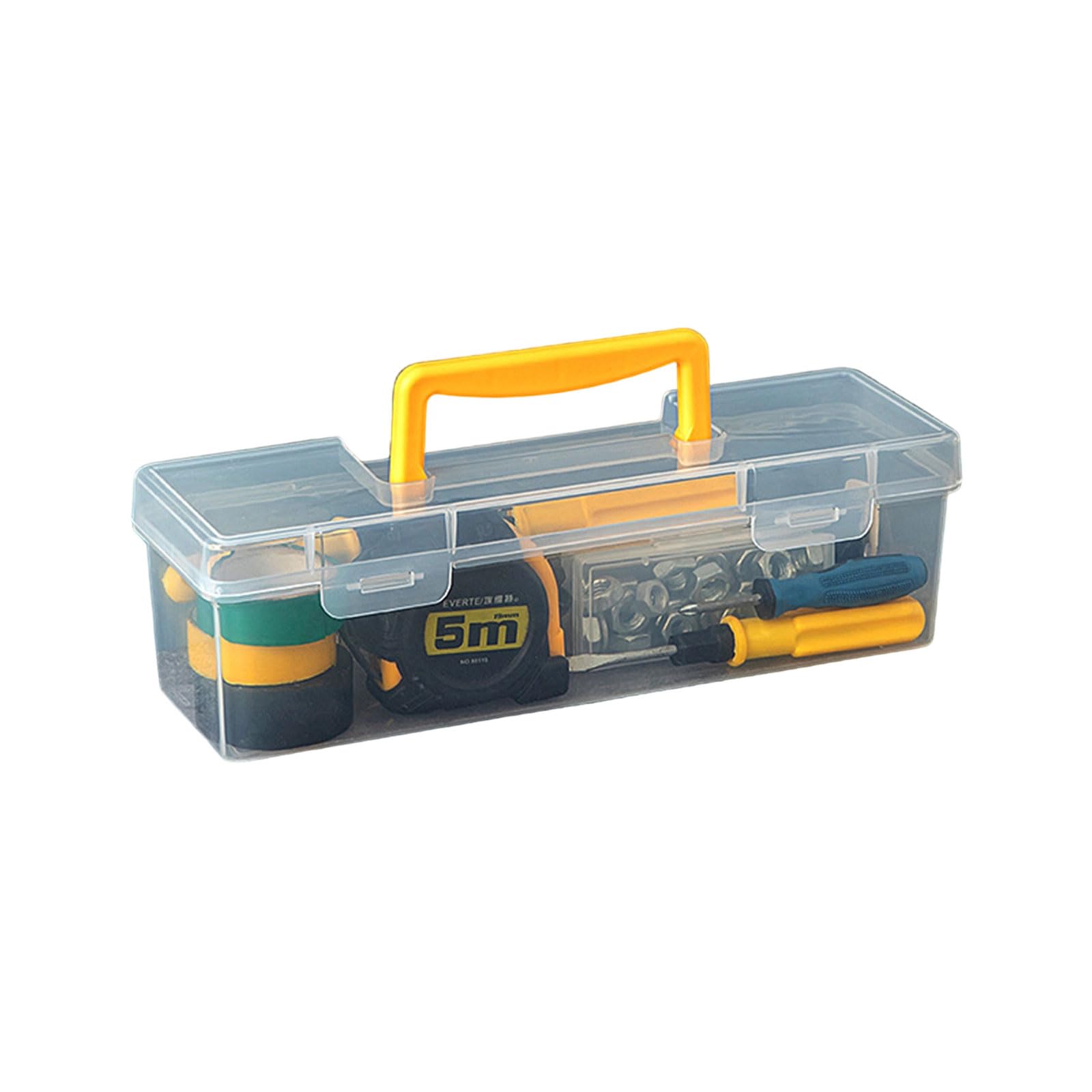 Linvimia Clear Hardware Storage Box with Handle Perfect for Organizing Supplies and Workshop Tools Handheld Toolbox Tool Storage for Nails and Screws