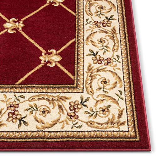 Well Woven Timeless Fleur De Lis Red Formal Area Rug 2'3" X 7'3" Runner #TOP4