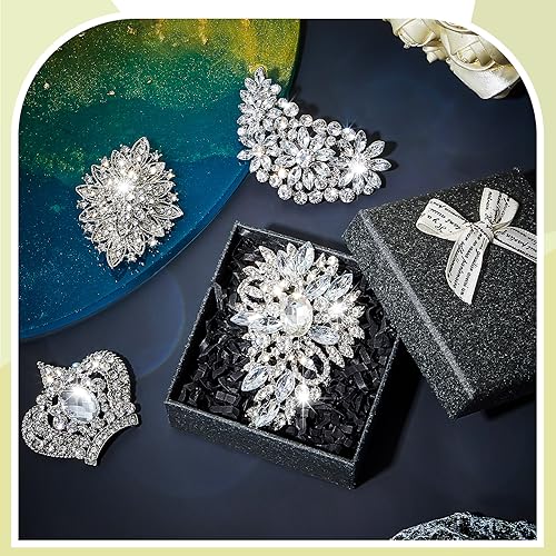 Image of Ecally Flower Brooch Pins for Women, Crystal Pearl Brooch and Pins for Dress, Coat, Shawl - Gift for Mother,Wedding