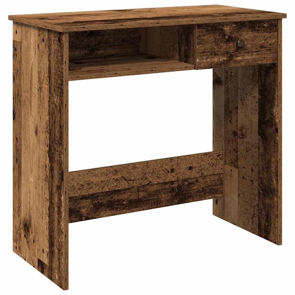 Escritorio con aspecto de madera envejecida, 80 x 40 x 75 cm, mesa de ordenador de madera con gran superficie de trabajo, mesa de oficina con mucho espacio para carpetas y dispositivos de