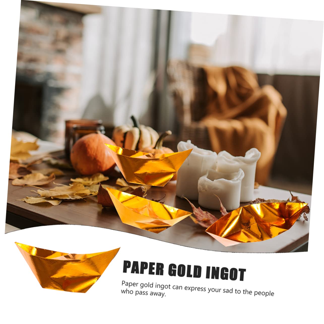 ULDIGI 100pcs Semi-finished Sacrificing Supplies Origami Ancestor Banknotes Funerals Qingming Money Ghost Money Ancestor Worship Ingots Diy Ingots Paper Aluminum Foil Manual