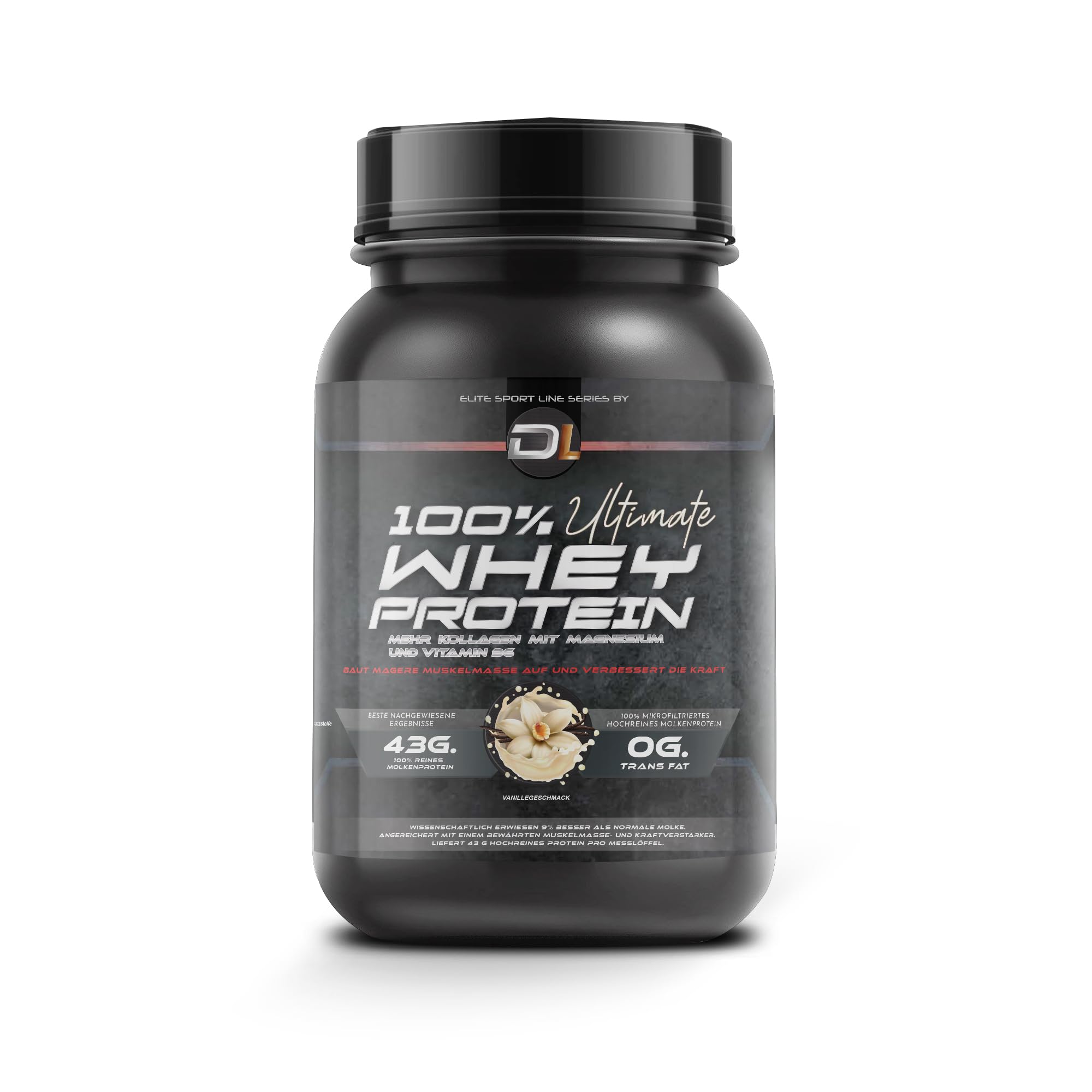 DL, Ultimate Whey Protein: Proteinpulver mit Kollagen, Magnesium und Aminosäuren | Fördert Muskelaufbau, unterstützt Entwicklung und Erholung | Leicht verdaulich, hoher Nährwert, 1kg (Vanille)
