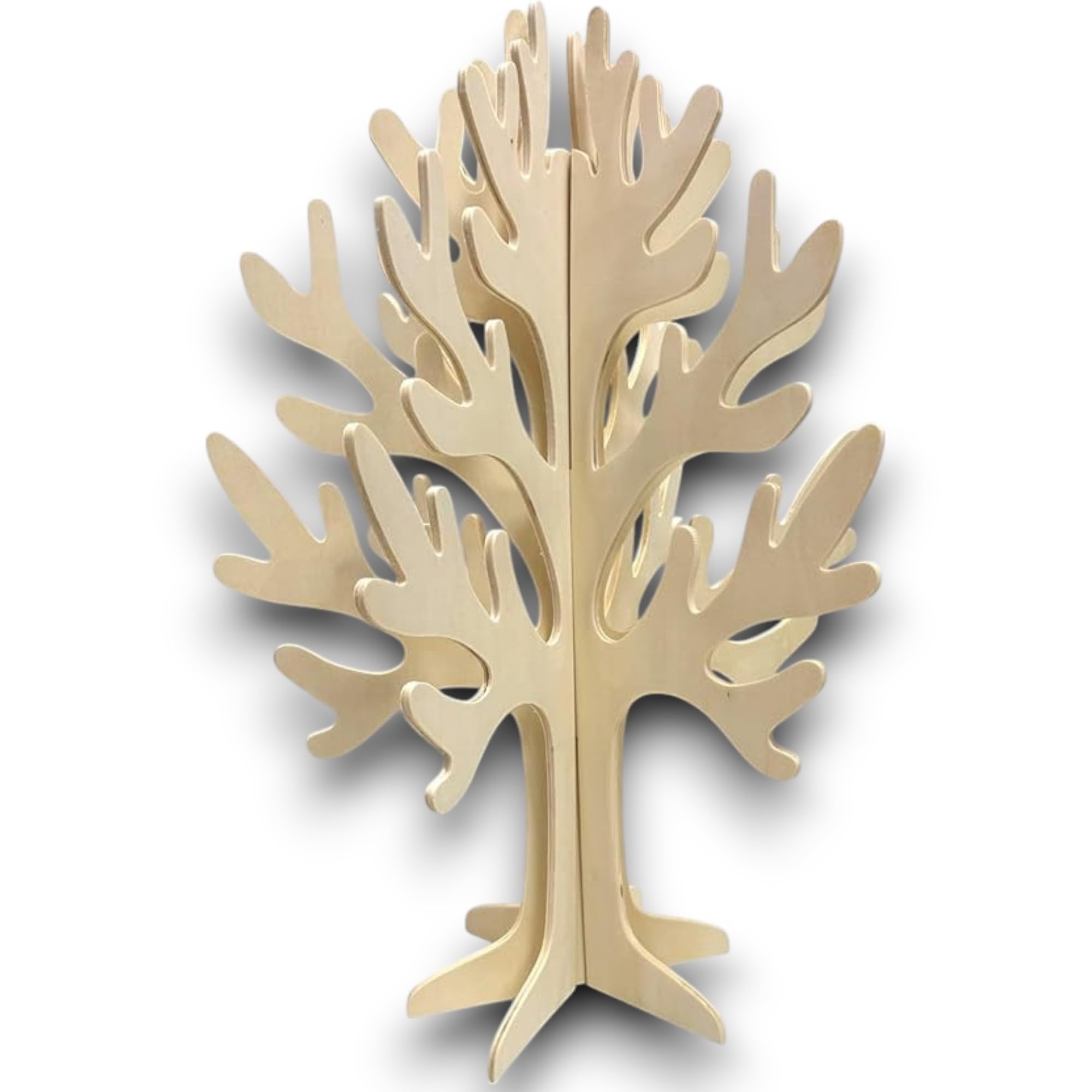 KORAT Albero della Vita in Legno Naturale h. 60 cm Decorazione 3D Albero dei Desideri Espositore Bijoux, per Tableau Matrimonio, Comunione, segnaposto Natale e bomboniere Base 36x36 cm
