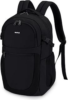 ECOHUB Laptop Rucksack 17,3 Zoll für Uni & Arbeit, 28L Rucksack mit 12 Fächern & Diebstahlschutz, ideal für Damen, ca. 540g Leicht, Gepolstertes Laptopfach, Ergonomisch, Wasserabweisend(Schwarz)