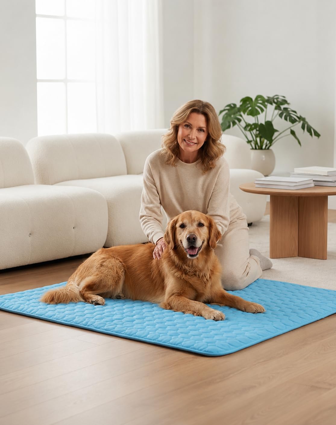 The Dog Hub Co Arctic Cooling Dog Mat, Gel-Free Washable Summer Mat for Dogs, Foldable Pet Bed for Home, Car & Travel (Blue, XL)