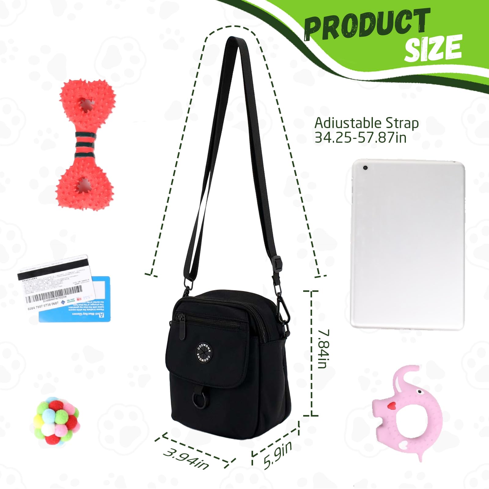 wasserdichte Hundeleckerli-Tasche, Hohes Volumen Hundespaziergang Tasche,Kompakt und leicht Leckerli-Tasche für Hunde, Hundetasche mit Poop Bag Dispenser, Crossbody Bag für Hundetraining