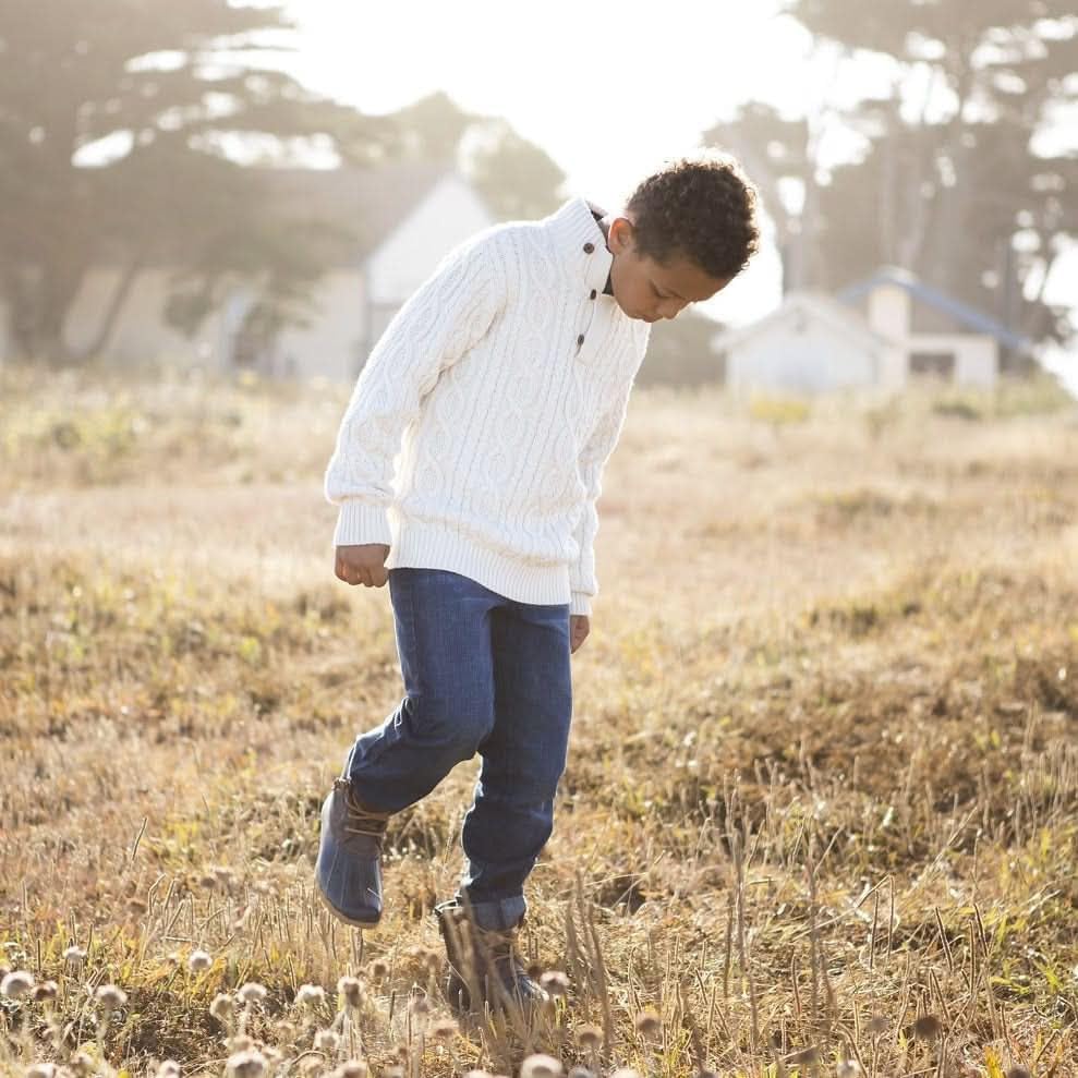 Mock Neck Cable Sweater with Buttons - Image 8