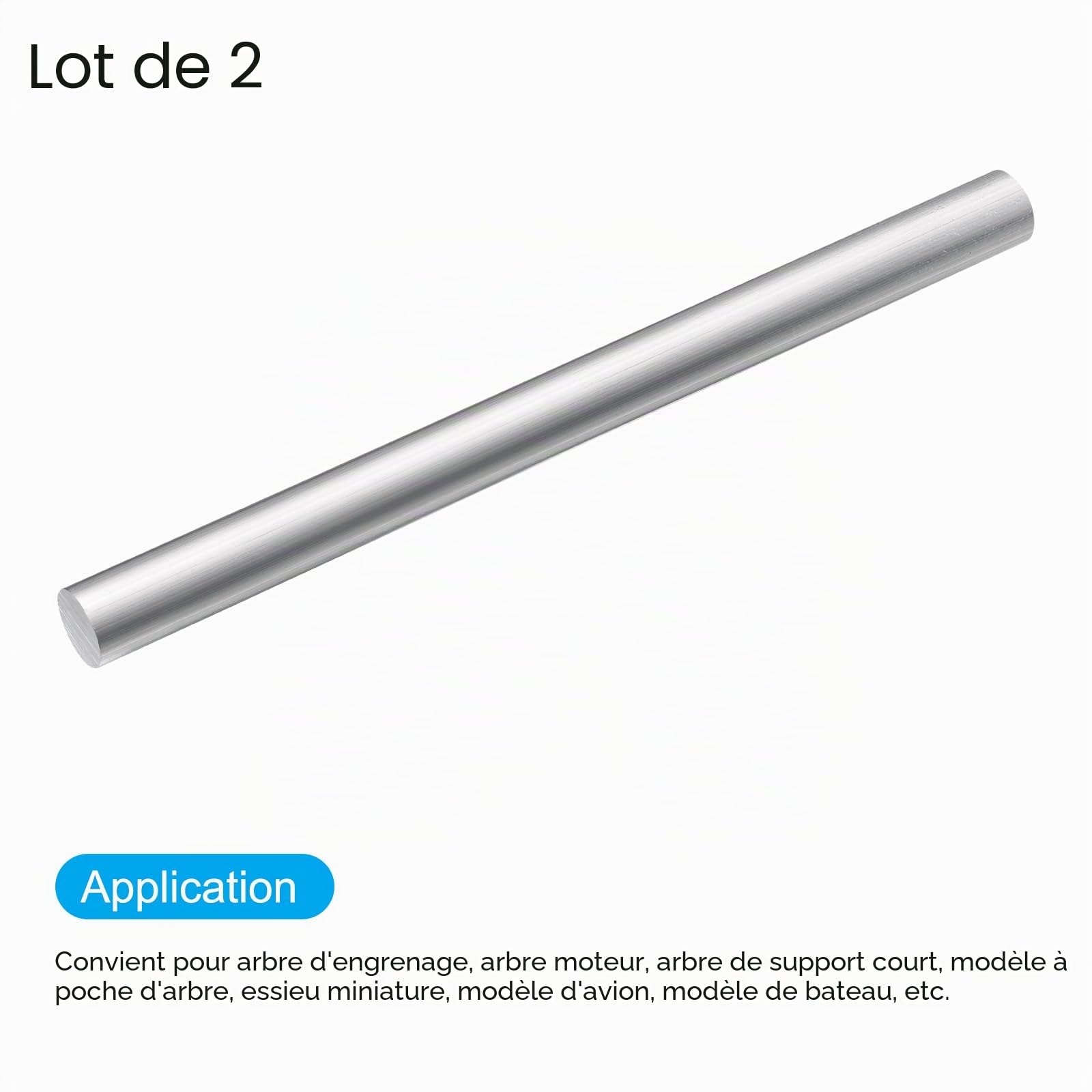 QUARKZMAN Barre Ronde en Aluminium, Diamètre de 9/16 Pouce (15mm), Barre Métallique Solide en Aluminium 6061 de 13 Pouces (330mm) de Longueur pour Outil de Bricolage, Lot de 2