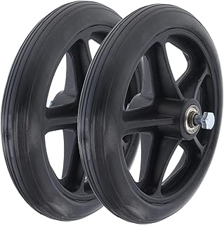 車椅子用前輪ペア、PVC ソリッド前輪交換用、車椅子、歩行器、ベアリング 8mm、ブラック