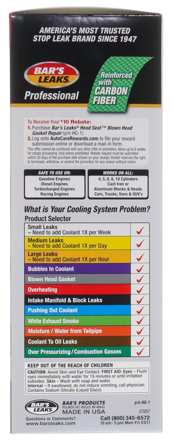 Bar's Leak HG-1-4PK HEAD SEAL Blown Head Gasket Repair - 33.8 oz, (Pack of 4)