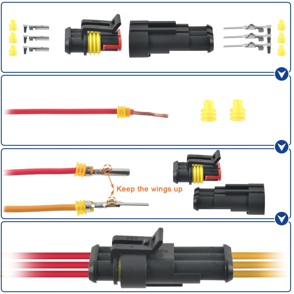 DODUOS 741 Waterdichte auto-kabelconnector, stekker met krimptang, aansluitingsset voor auto, motorfiets, boot, vrachtwagen, 1/2/3/4/5/6-polige autostekker DODUOS 741 Waterdichte auto-kabelconnector, stekker met krimptang, aansluitingsset voor auto, motorfiets, boot, vrachtwagen, 1/2/3/4/5/6-polige autostekker