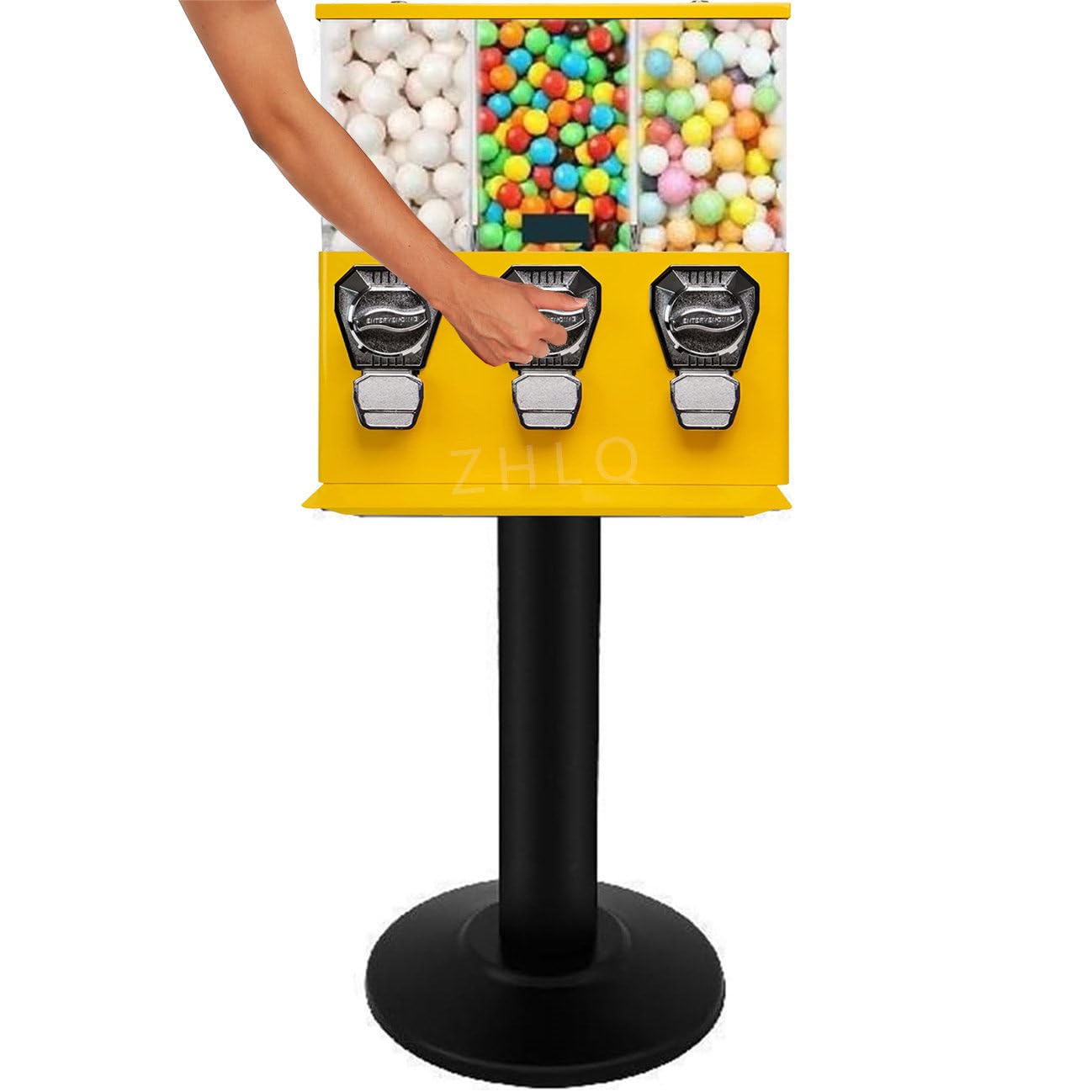 Distributeur Automatique De Bonbons Pour Les Entreprises Et Les Particuliers - Distributeur Automatique à Pièces Triple Utilisant Des Pièces De 25 Cents / 1 Eur Avec Support,Yellow-0.4"Outlet