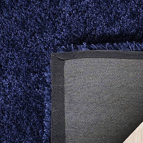 Image of Solid Fluffy Rugs and Carpet for Hall and Drawing Room 5x7 Feet Navy Blue Color