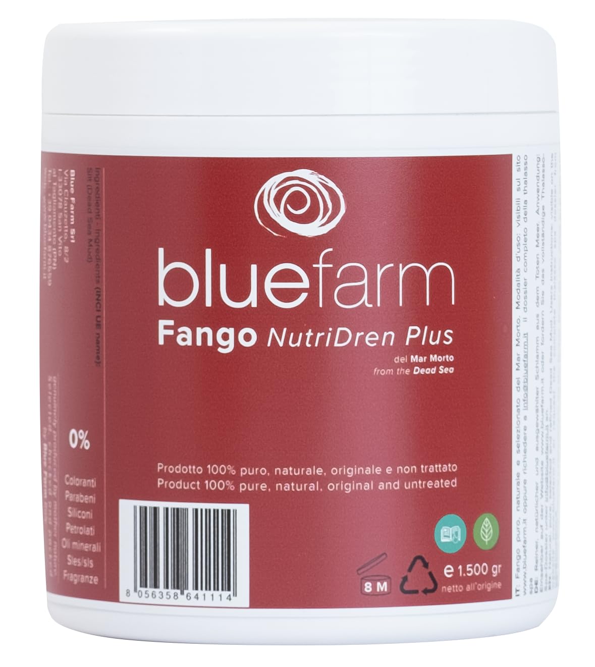 GRANJA AZUL | Barro del Mar Muerto 1.500 gr NutriDren Plus, producto 100% puro, natural, original y sin tratar