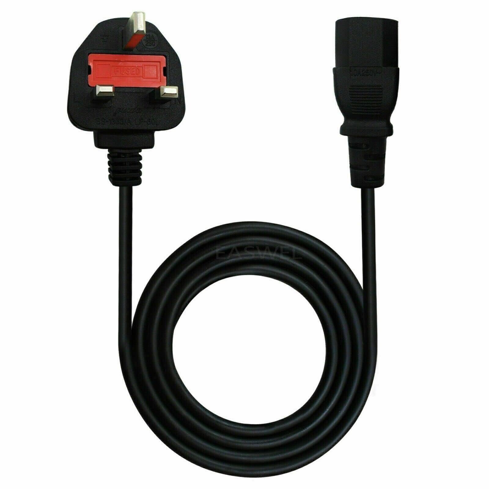 Multibao 1.5M/1.8M 3 Pin UK Plug Kettle Lead 13A Power Cable to C13 Cable Cord For TV, PC, Monitor, Plug, Printers Power Cord (1.5M)