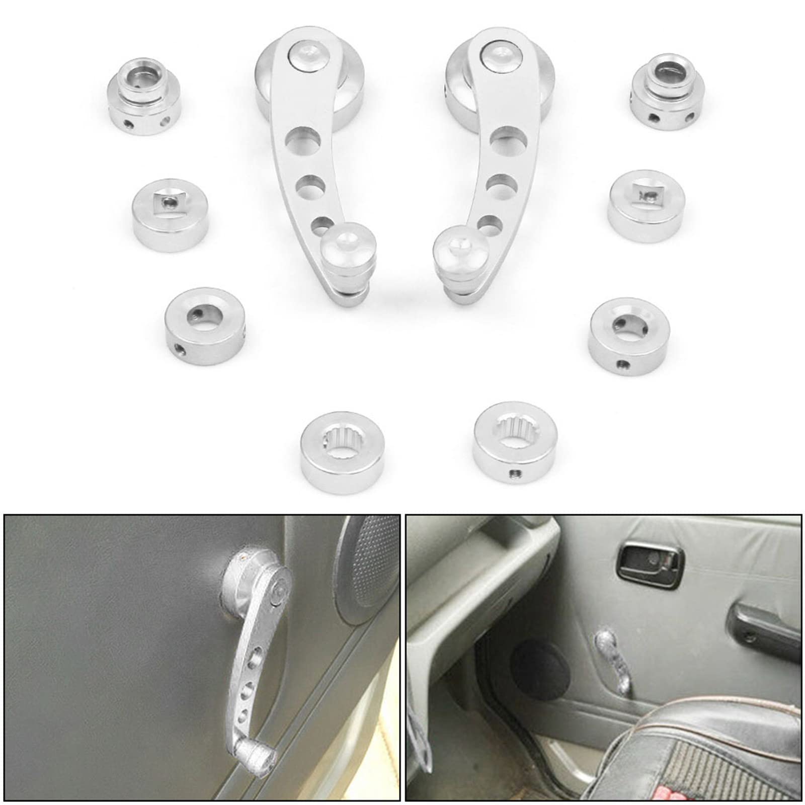GOLOVENLD Window Crank Handle Aluminum Car Door Window Crank Handle Winder with 16 Splines Accessories 1 Pair
