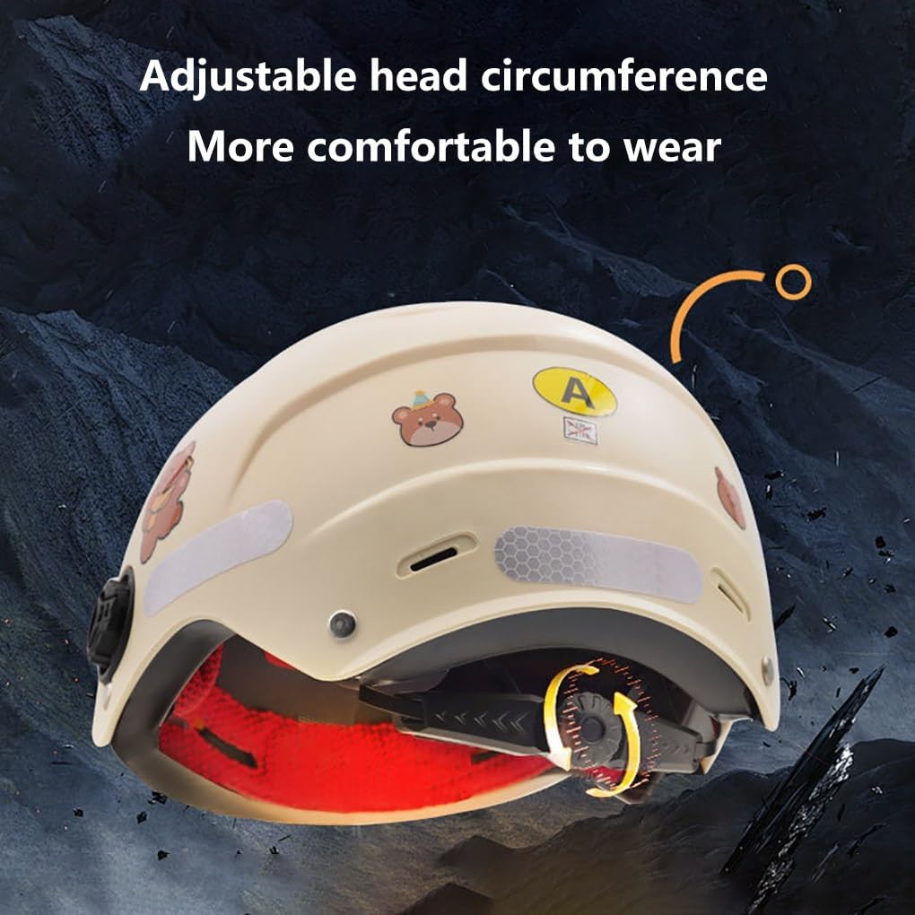 DOT Approved Kid Open Face Cute Motorcycle Bear Ears Helmet, Dirt-Bike Go-Kart Youth Child Half Helmet Ultralight Cruiser Scooter Chopper Motorbike Helmet for 2-15 Years Old Boys Girls