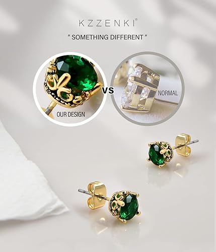 Miniatura 3 de Aretes negros y dorados para hombres y mujeres, con corona retro, hipoalergénicos, de acero inoxidable, con circonita cúbica