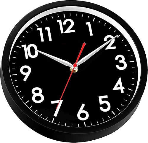 Miniatura 3 de AKCISOT Reloj de pared moderno negro silencioso sin tictac, funciona con pilas, 12 pulgadas, pequeño reloj analógico clásico, decorativo para