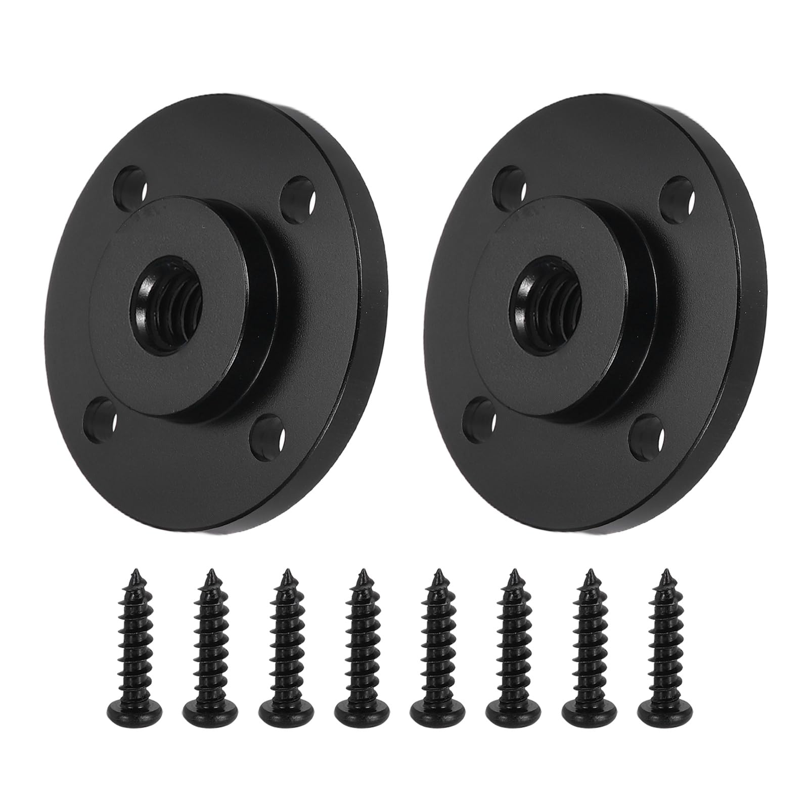 PATIKIL 2Pcs 3/8"-16 UNC Female Thread Microphone Flange Mount, Desktop Gooseneck Table Mounts Base with Round Head Screw, Black