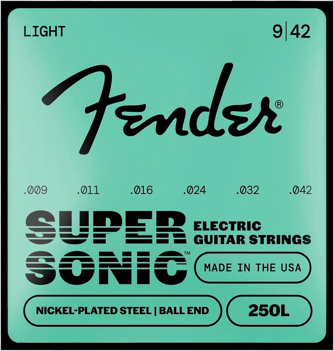 Cuerdas de guitarra eléctrica Fender Super 250, acero niquelado, extremo de bola, 250L .009-.042