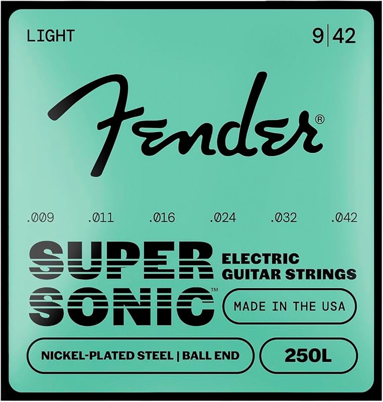 Cuerdas de guitarra eléctrica Fender Super 250, acero niquelado, extremo de bola, 250L .009-.042