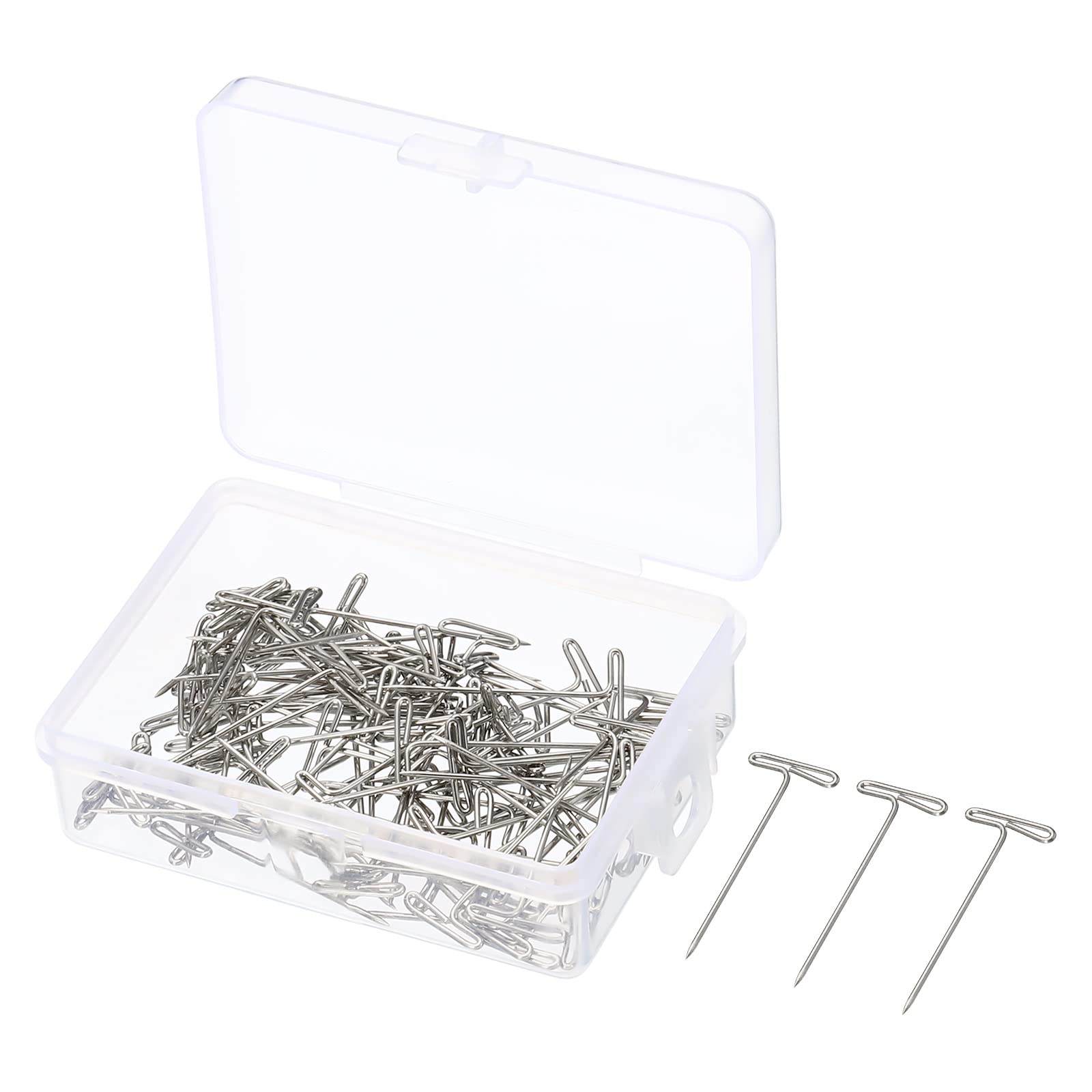 PATIKIL 1 Inch T-Pins, 100 Pack Stainless Steel Blocking Pin Needles for Modelling Crafts Silver, 27mm