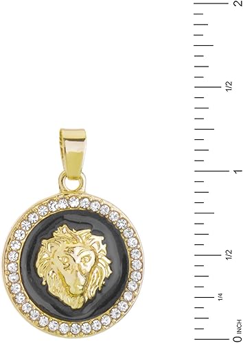 Miniatura 3 de metaltree98 Mini medallón de cabeza de león para hombre, chapado en oro y plata, collar de cadena cubana de 20 pulgadas, CP 282, Zinc, Diamantes de