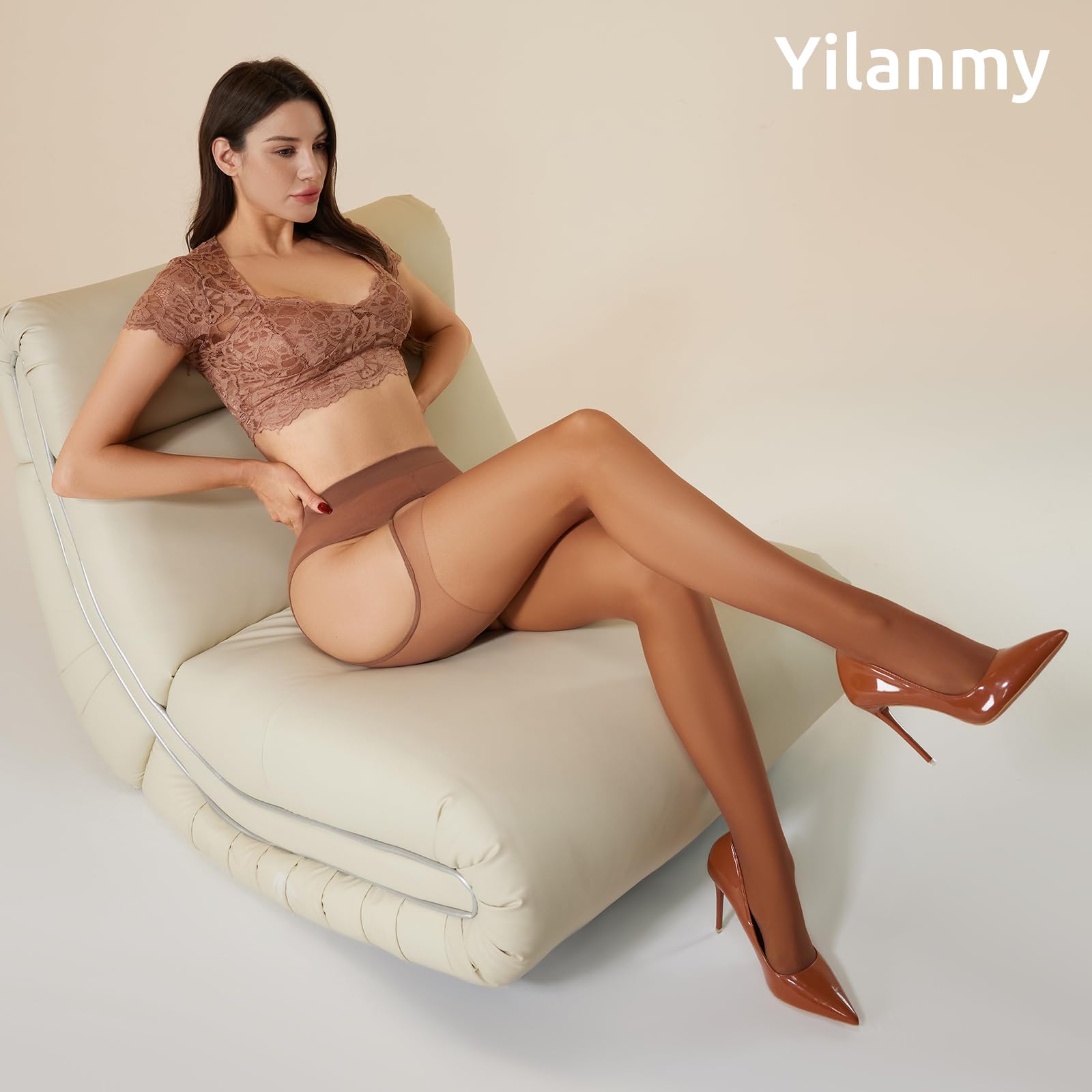Yilanmy Suspender Tights for Women Garter Belt Tights High Waist Control Top Pantyhose Sheer Thigh High Stockings