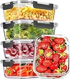 Hi Nature™ Tarros de almacenamiento con tapa de cristal – Juego de recipientes de cristal herméticos para cocina y alimentos – Tarros apilables para preparar comida – recipientes de cristal grandes y