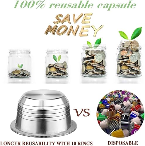 Miniatura 8 de CAPMESSO Cápsula de café reutilizable Vertuoline, cápsulas recargables de acero inoxidable, compatible con Nespresso Vertuoline GCA1 y Delonghi