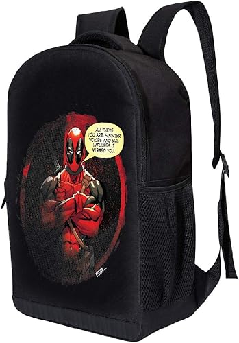 Vista 2 de MARVEL COMICS - Mochila acolchada con malla de aire de 180in color negro Impulsos del mal de Deadpool 18BP-BLACK-MAR-DPOOL-05