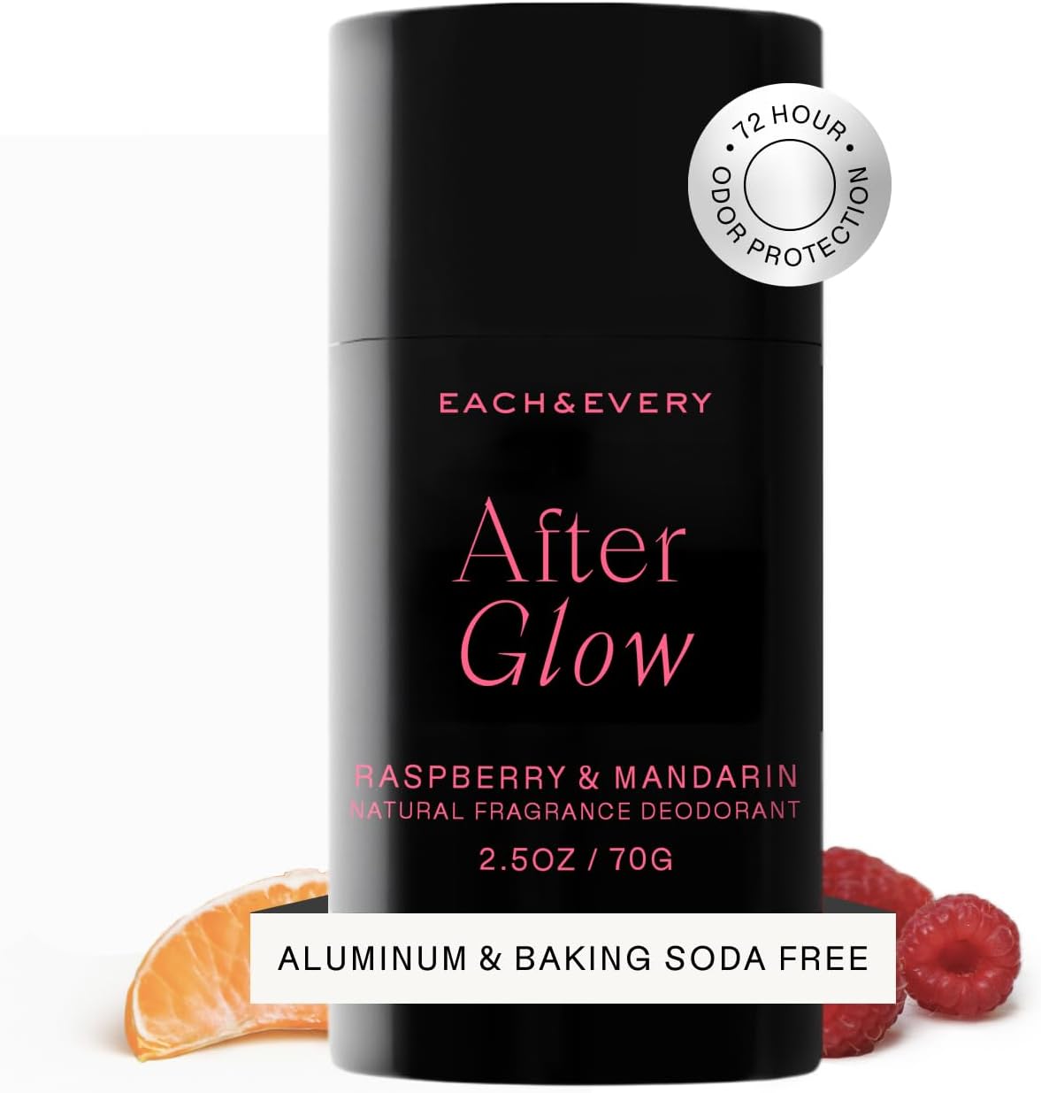 Aluminum Free Deodorant for Women & Men – Natural Fragrance All Day Odor Protection, Non-Toxic Deodorant for Sensitive Skin, EWG Verified, Baking Soda Free - Raspberry & Mandarin, 2.5oz
