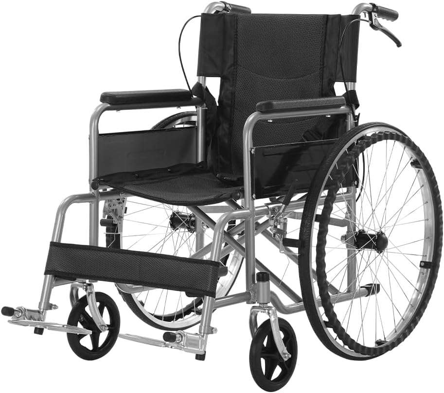 COOLBABY Portable Wheelchair Standard Manual wheelchairs Small Simple Folding Light Ultra Light Travel for The Elderly Trolley