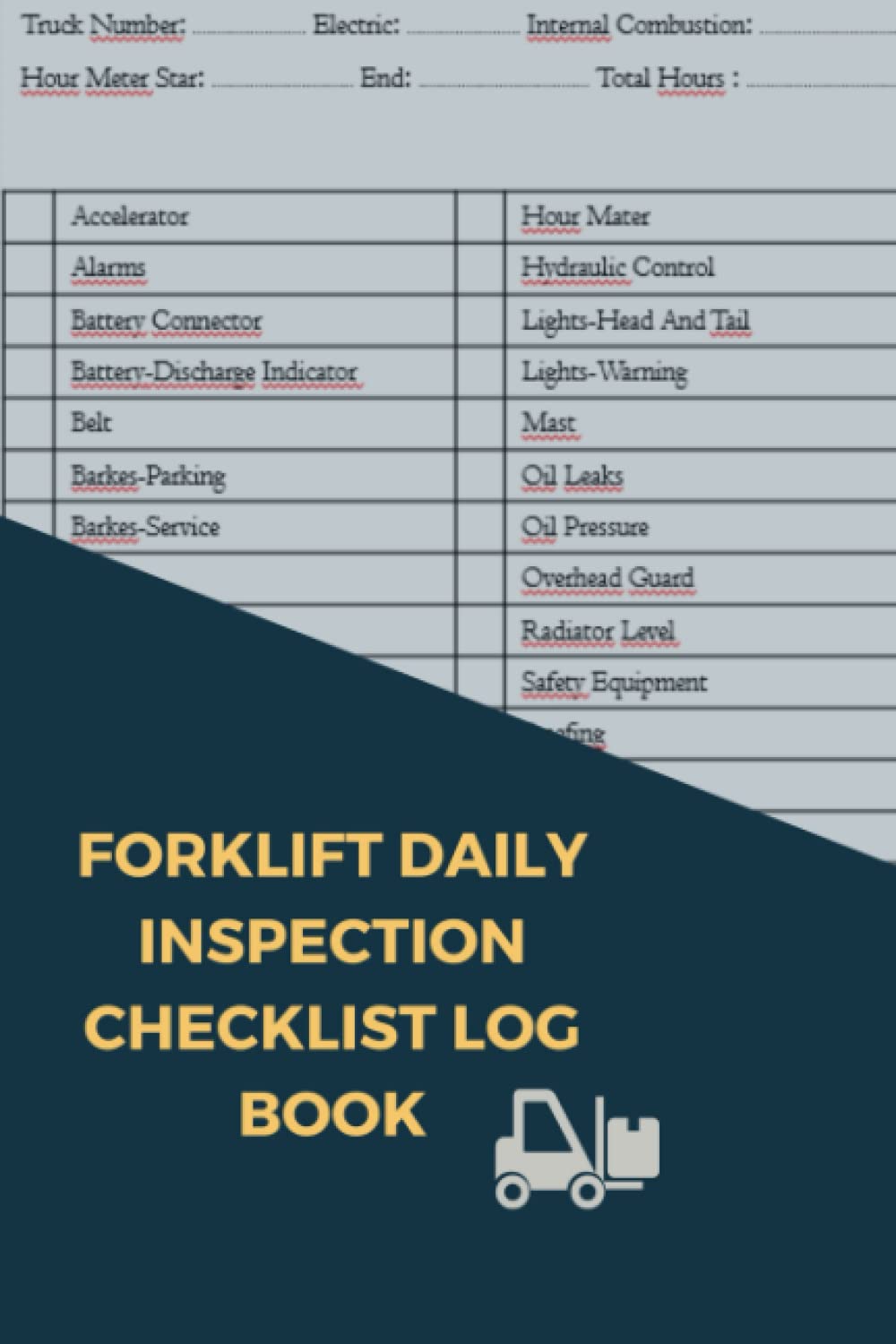 Forklift Daily Inspection Checklist Log Book Safety & Maintenance