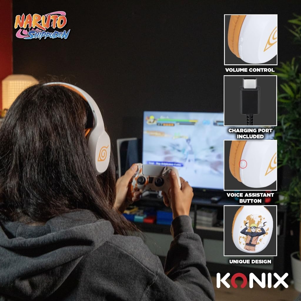 Konix Naruto Shippuden Wireless Over-Ear Bluetooth 5.3 Headphones