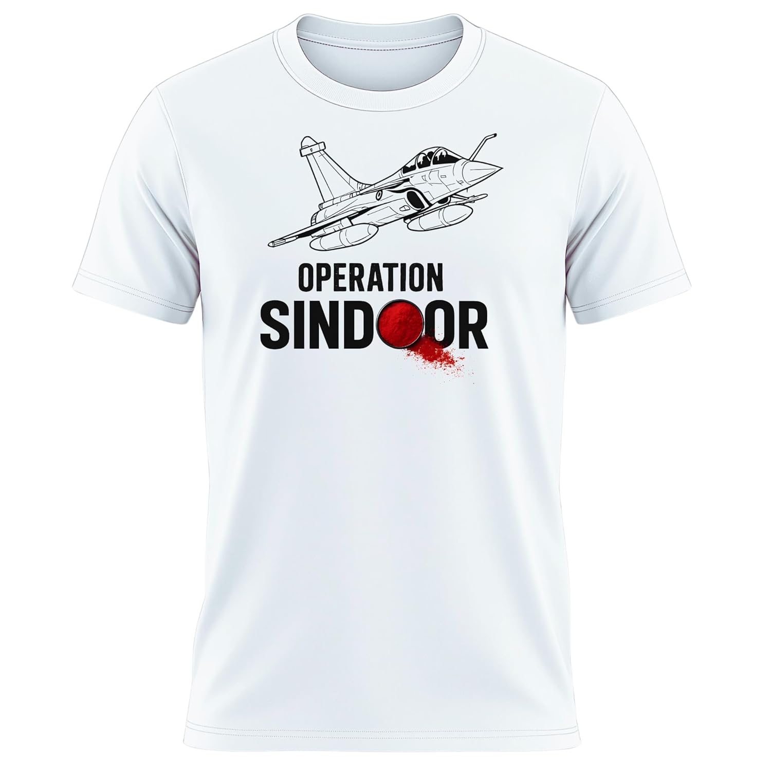 Premium Operation Sindoor Unisex T-Shirt – Military Aircraft Graphic – White Cotton Blend – Round Neck Stylish T-Shirts for Men Premium Operation Sindoor Unisex T-Shirt – Military Aircraft Graphic – White Cotton Blend – Round Neck Stylish T-Shirts for Men