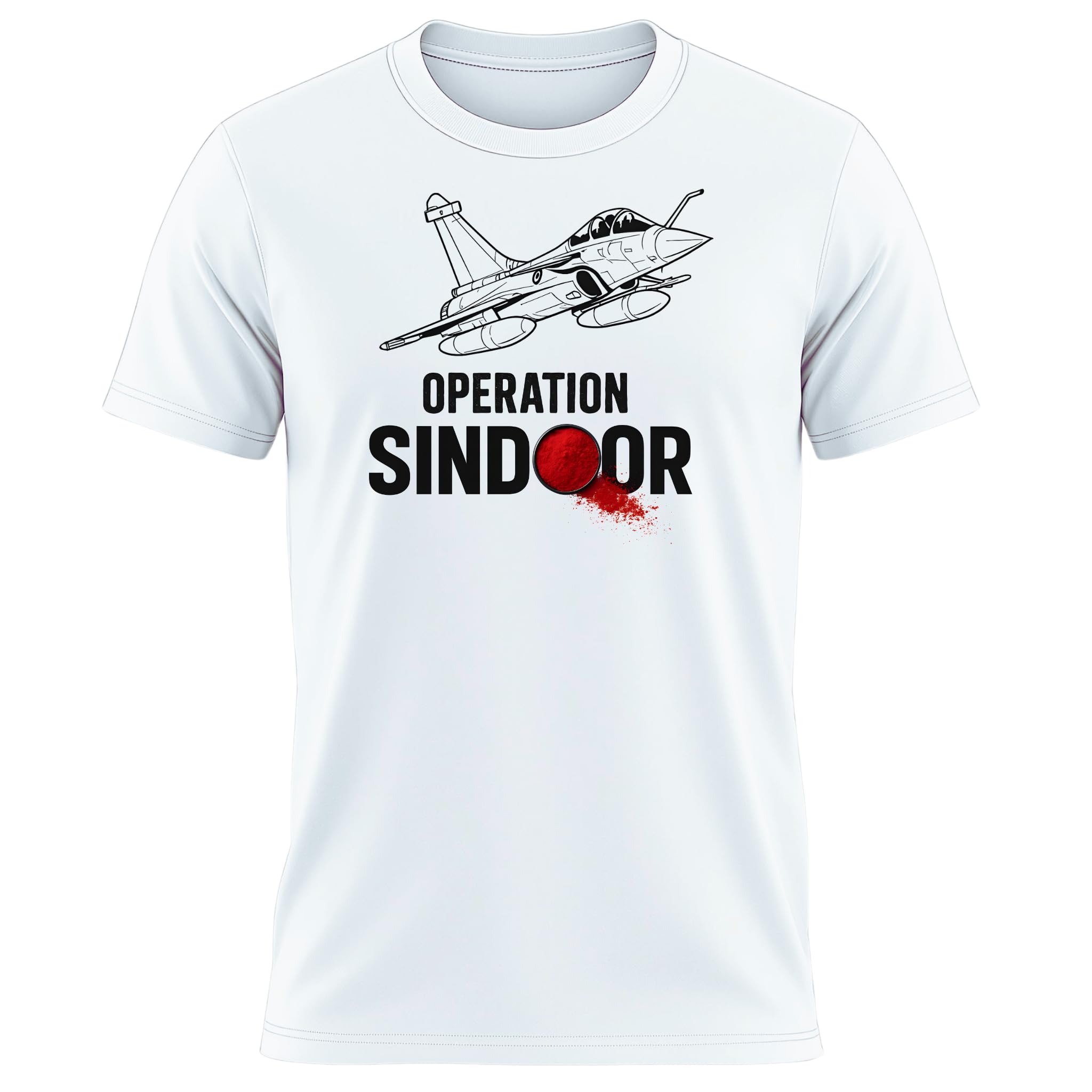 Premium Operation Sindoor Unisex T-Shirt – Military Aircraft Graphic – White Cotton Blend – Round Neck Stylish T-Shirts for Men-image-8