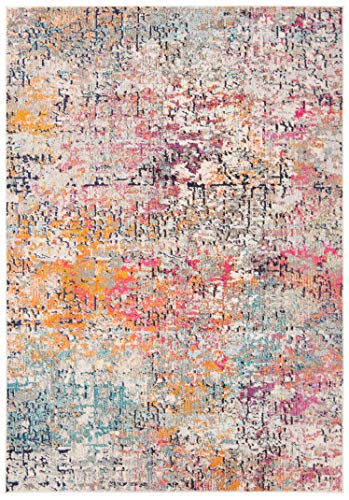 Safavieh Alfombra Moderna y Elegante para salón, Comedor, Dormitorio, colección Madison de Pelo Corto, Color Gris y Rosa, 61 x 91 cm