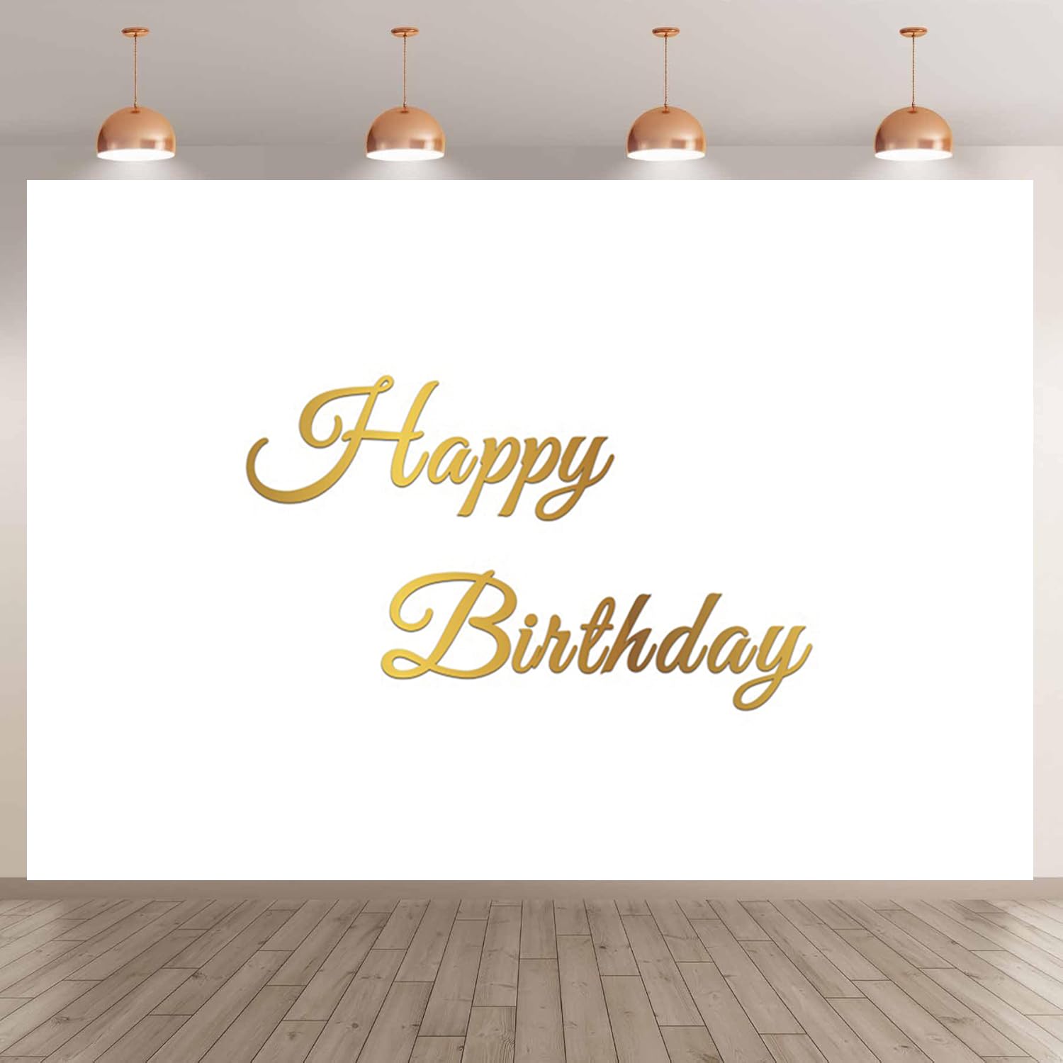 deFouliao Happy Birthday Backdrop 7x5ft Simple Gold Happy Birthday Banner Photography Background for Kids Adults Girl Boy Birthdays Party Decor Banner