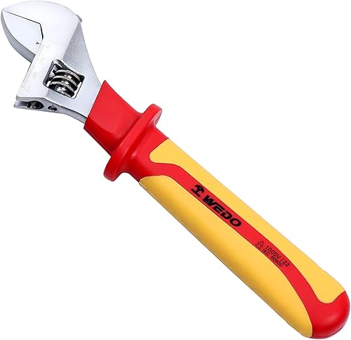 WEDO Llave ajustable aislada de 6 pulgadas, llave de inyección ajustable VDE 1000V, llave de seguridad para electricistas, acero al cromo vanadio,