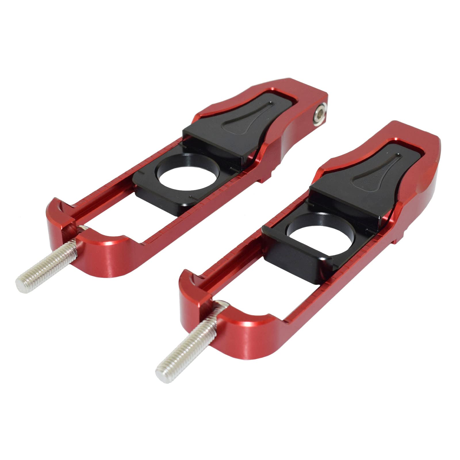 Ajusteur de Chaîne Ajustement de chaîne de blocs d'essieu de roue arrière de moto adapté pour Yamaha YZF R6 adapté pour YZF-R6 RJ27 2017-2021 Tendeur de Chaîne de Réglage de | Red