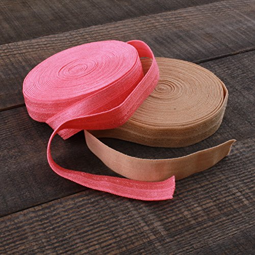 Basokan Solid Color Sewing Fold Over Elastic Stretch Foe And Foldover Foe Trim Elastic Ribbon By The Yard For Hair Ties Headbands (5/8 Inch, 1.5 Cm, 20 Yards, Mix 20 Colors) #TOP4