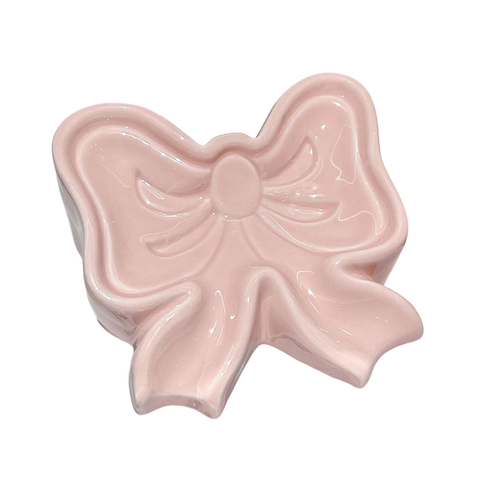LiRRvb Ceramic Soap Holders with Bows Drainages Enhanceds Design Bathroom Counter Organizers Decorative Sink Tray Bathroom Soap Holder