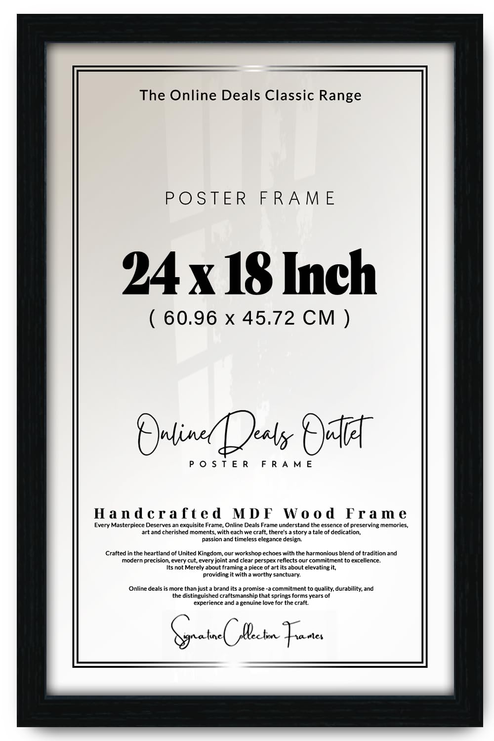Online Deals | MDF Poster Frame (60.96 x 45.72 CM) 18" x 24" for Fashion Sketches, Abstract & Pop Art, Premium MDF Wood, Secure Hanging Hooks [ Black ]