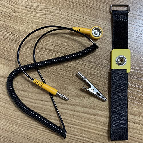 Image of MEETOOT 3Pcs Anti Static Wrist Strap, Strap Anti Shock Wristband Bracelet with Grounding Wire Alligator Clip Extendable Long Cord 1.8m